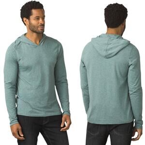 prAna Men's Starling Green Heather Prana Long Sleeve Hood Sweatshirt Size XXL‎